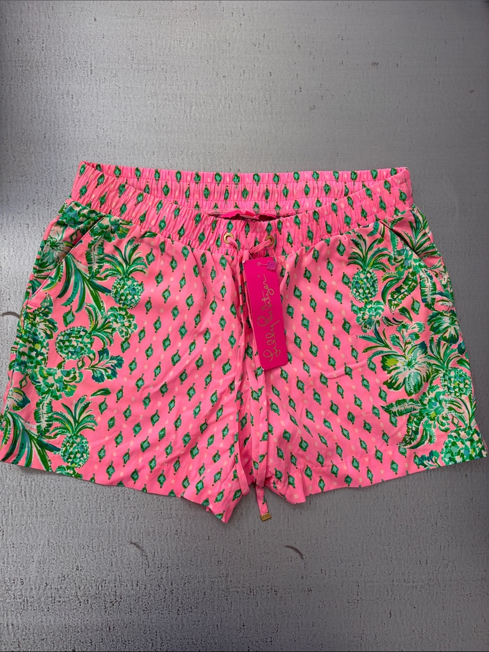 Lilly Pulitzer Neon Pink Pineapple Print Drawstring Shorts